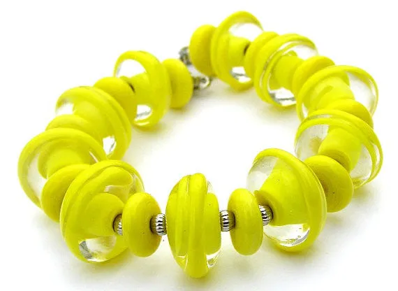 Yellow Glass Bead Statement Bracelet