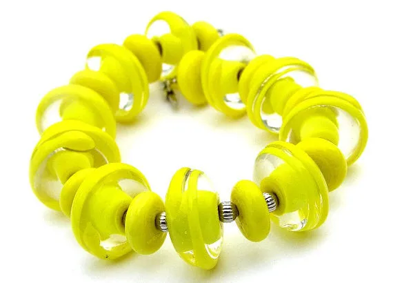 Yellow Glass Bead Statement Bracelet