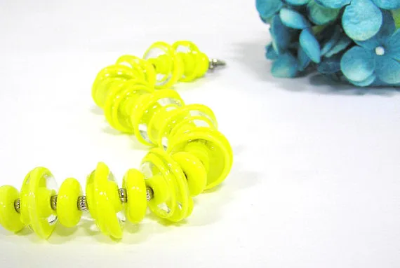 Yellow Glass Bead Statement Bracelet