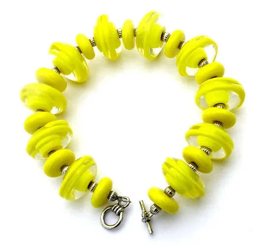 Yellow Glass Bead Statement Bracelet