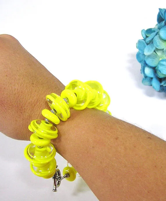 Yellow Glass Bead Statement Bracelet