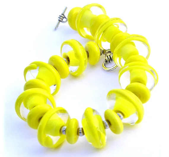 Yellow Glass Bead Statement Bracelet