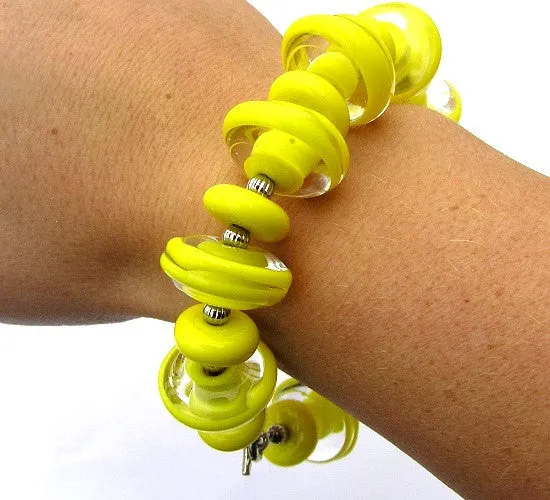 Yellow Glass Bead Statement Bracelet