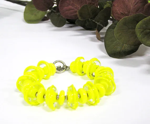 Yellow Glass Bead Statement Bracelet